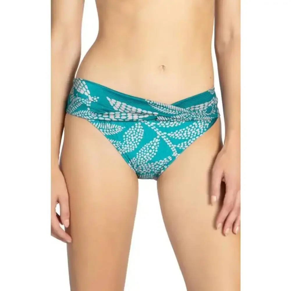 Robin Piccone Romy Twist Bikini Bottom Women's M Ocean Tropical Swimwear ERK1846